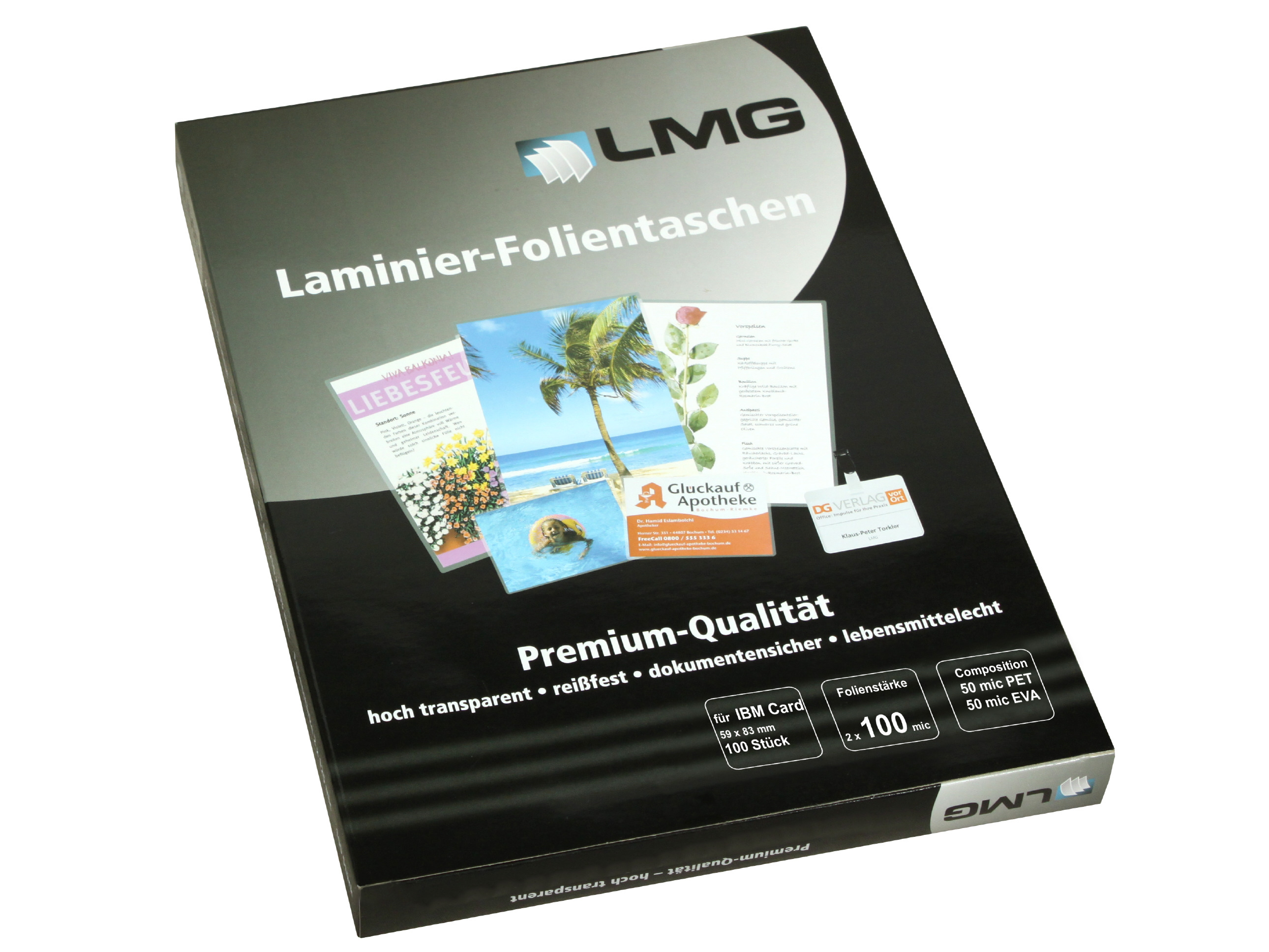 Premium Laminierfolien IBM Card (59 x 83 mm), 2 x 100 mic, glänzend (100 Stück)