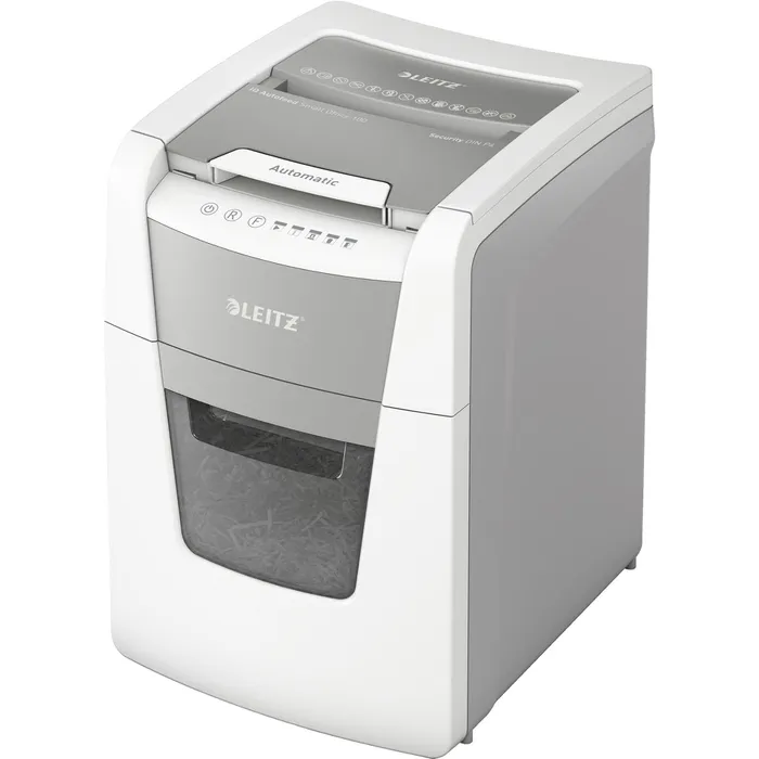 Leitz IQ Autofeed Aktenvernichter Small Office 100, P-4, 100 Blatt, weiß (1 Stück)