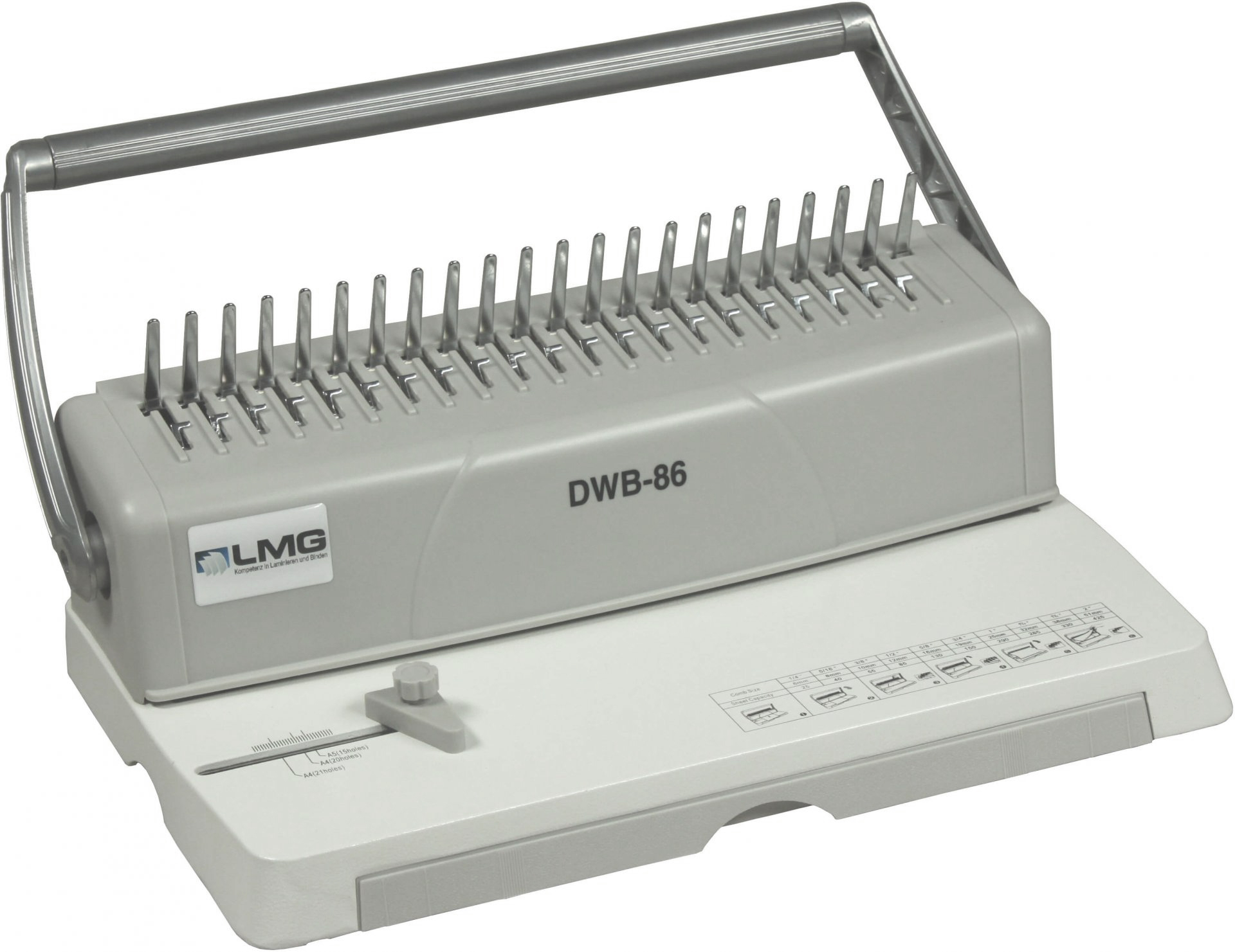 DWB 86 Plastikbindegerät - manuell, Stanzkapazität ca. 12 Blatt, Bindekapazität ca. 500 Blatt (1 Stück)