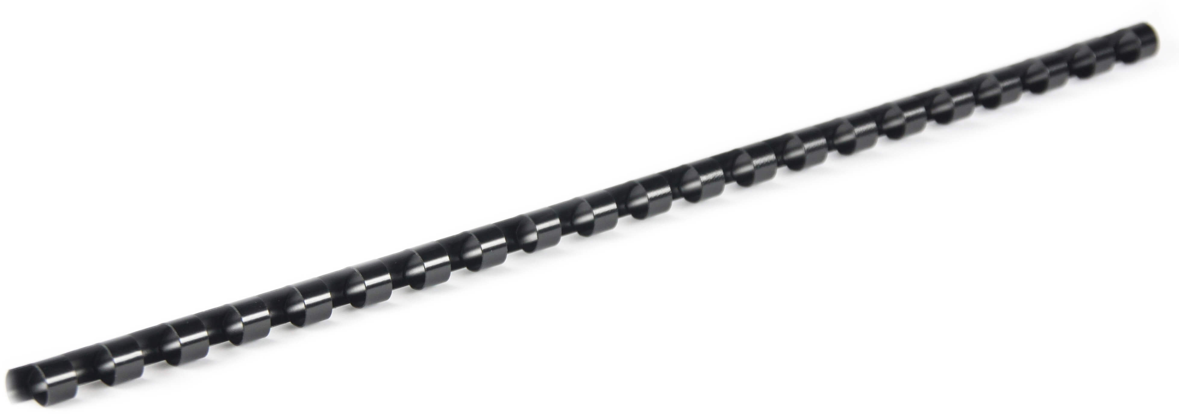 Plastikbinderücken 21 Ringe 6mm schwarz (100 Stück)