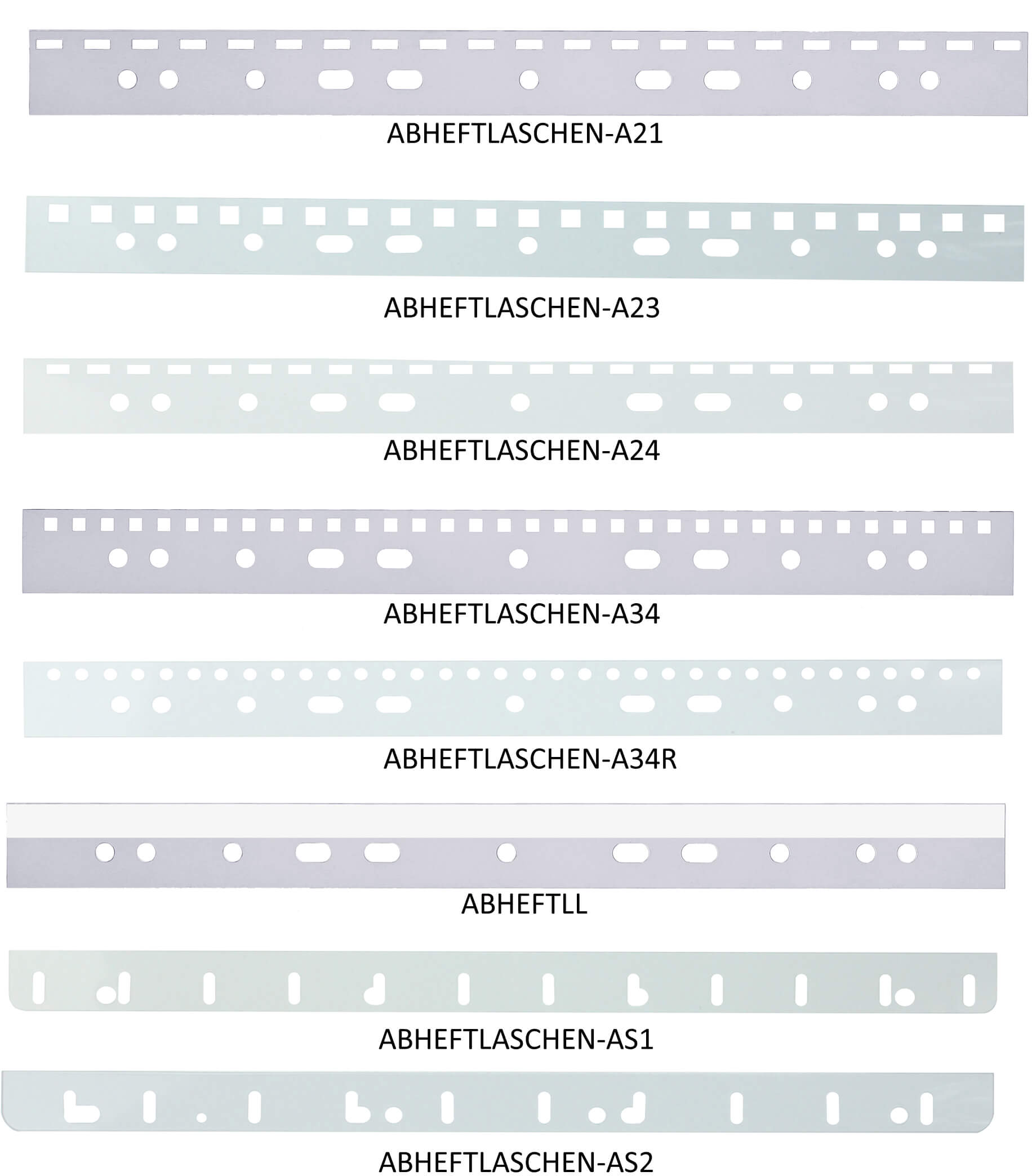 Abheftstreifen aus transparentem PVC 300 mic mit 4 fach-Lochung Draht 3:1 (100 Stück)