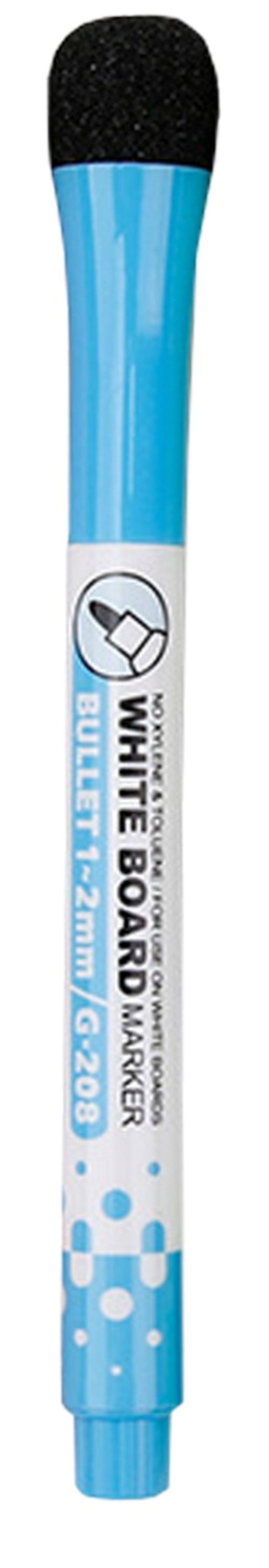Magnetischer Whiteboard Marker mit Kappe & Wischer – abwischbar blau (1 Set)
