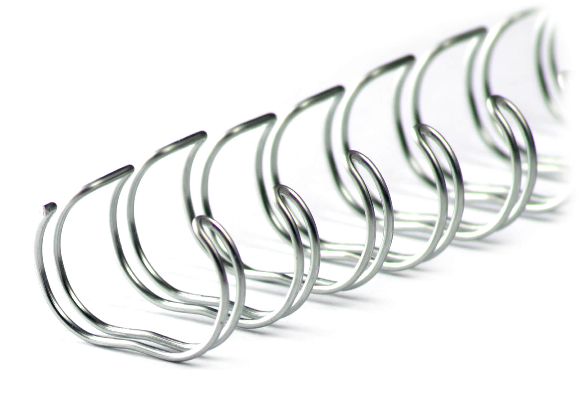 A4 Drahtbinderücken 23 Ringe Ø 25,4mm, 1“ (2:1), in silber | Bestnr. 23RM254WS-SV