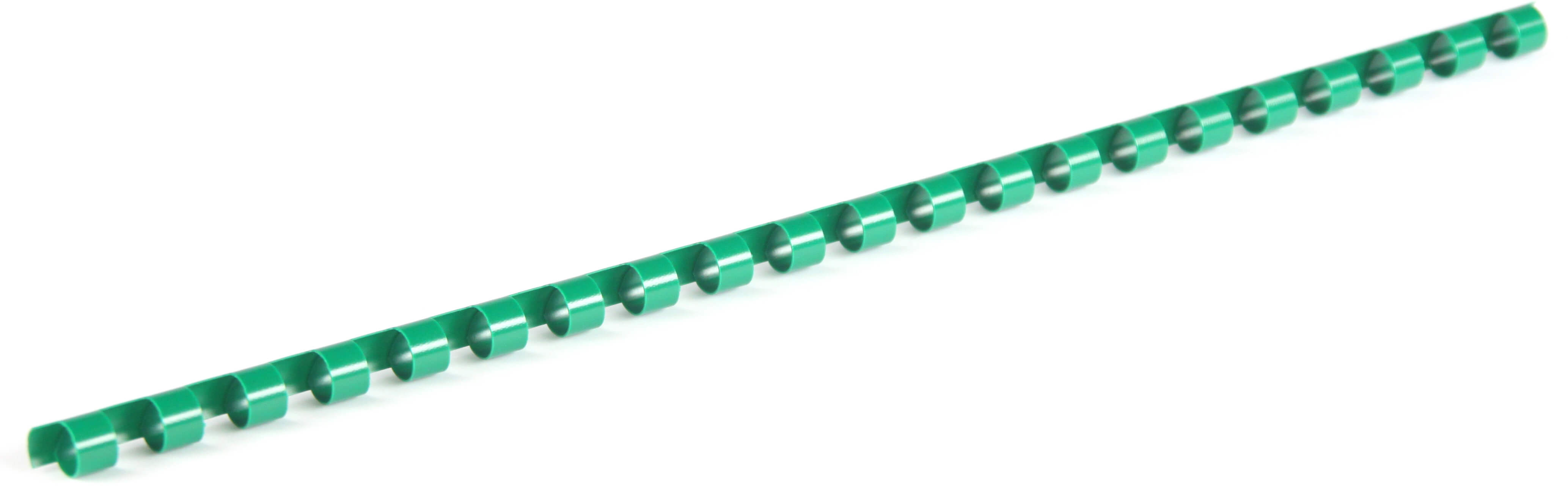 Plastikbinderücken 21 Ringe 8mm grün (100 Stück)
