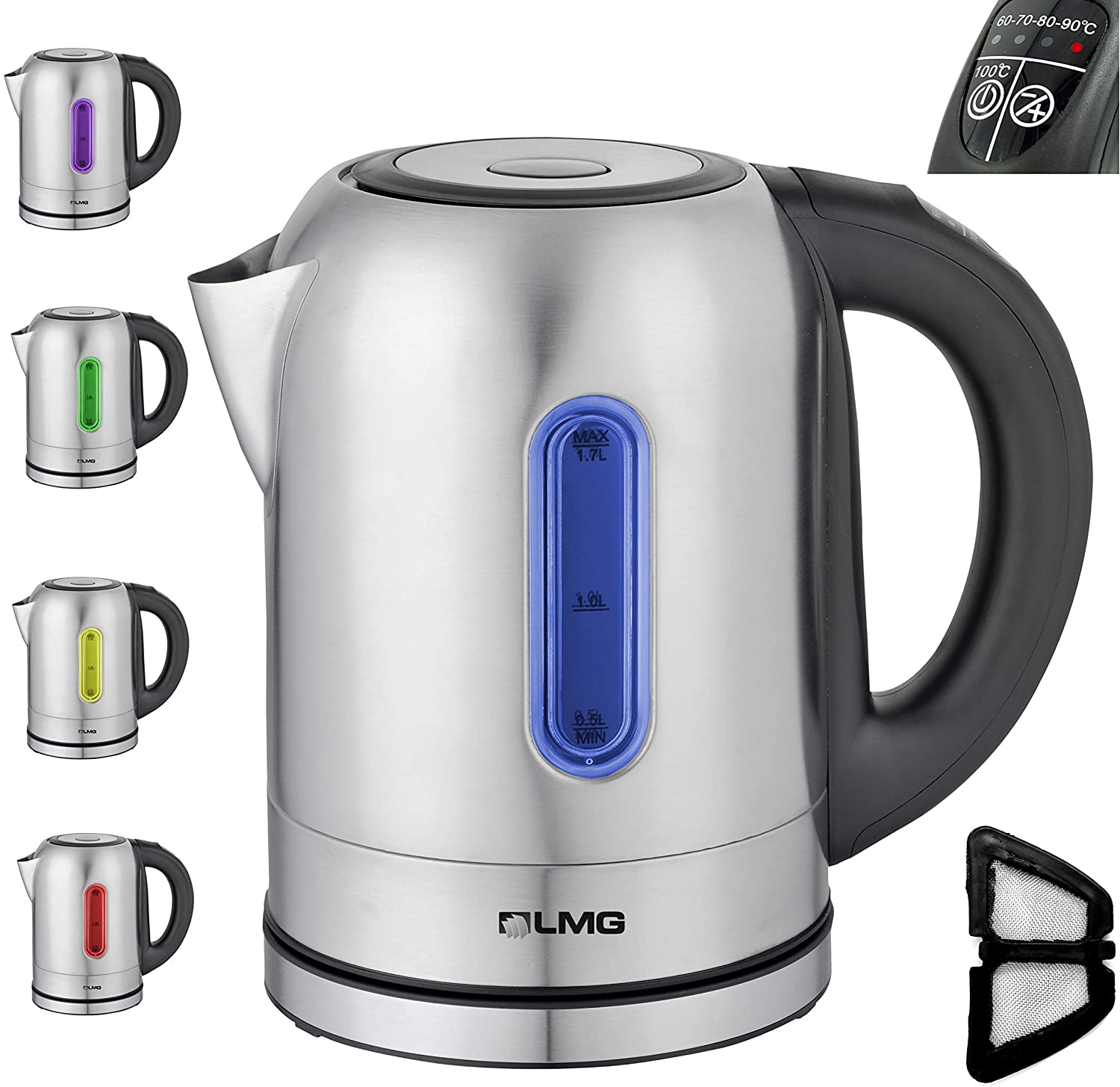 Vorführgerät Premium Edelstahl-Wasserkocher mit LED-Beleuchtung, 1,7 Liter (1 Stück)