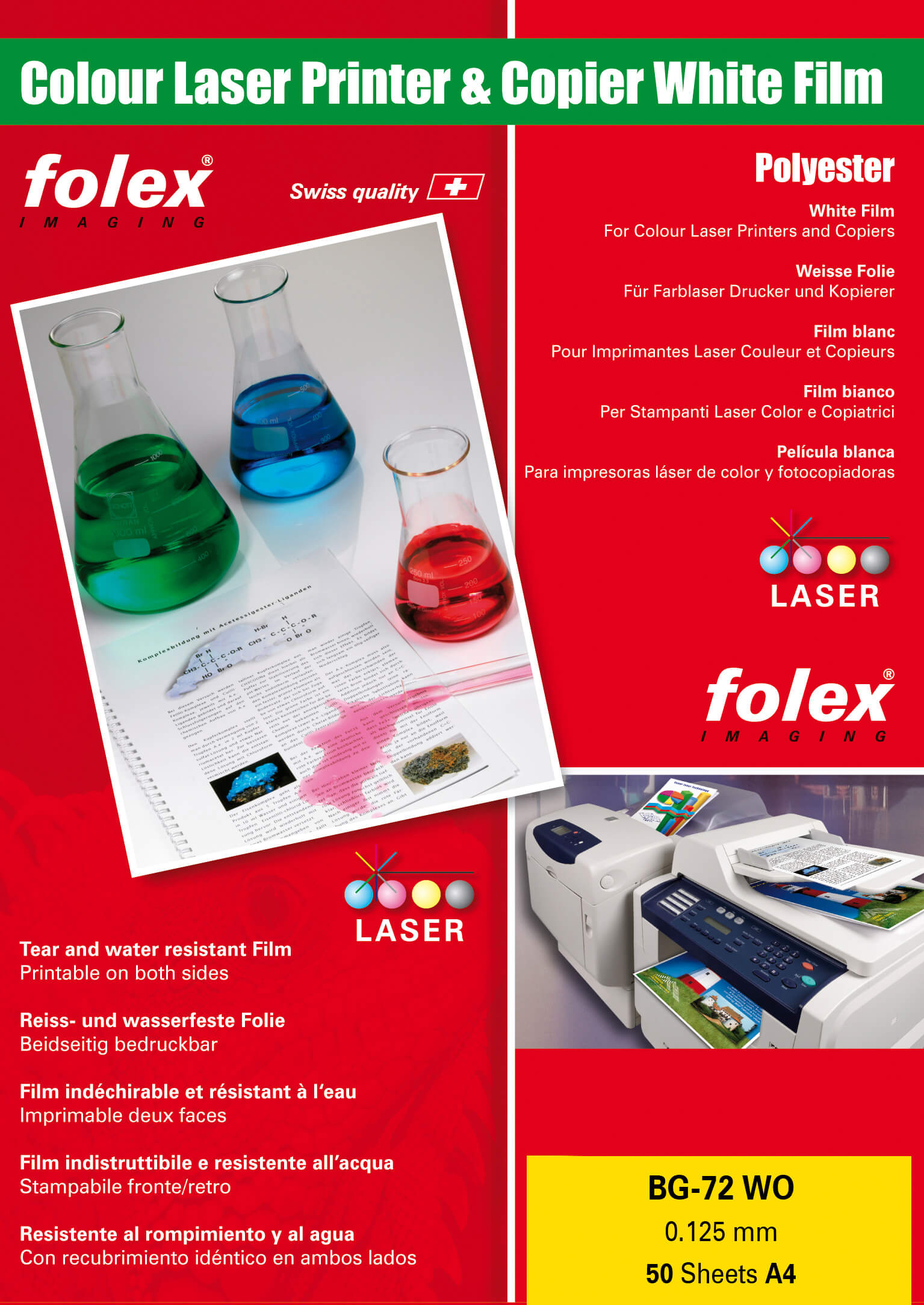 Kopierfolie Folex-BG-72-WO für DIN A4, 125 mic Stärke | Bestnr. FOLEX-BG-72-WO
