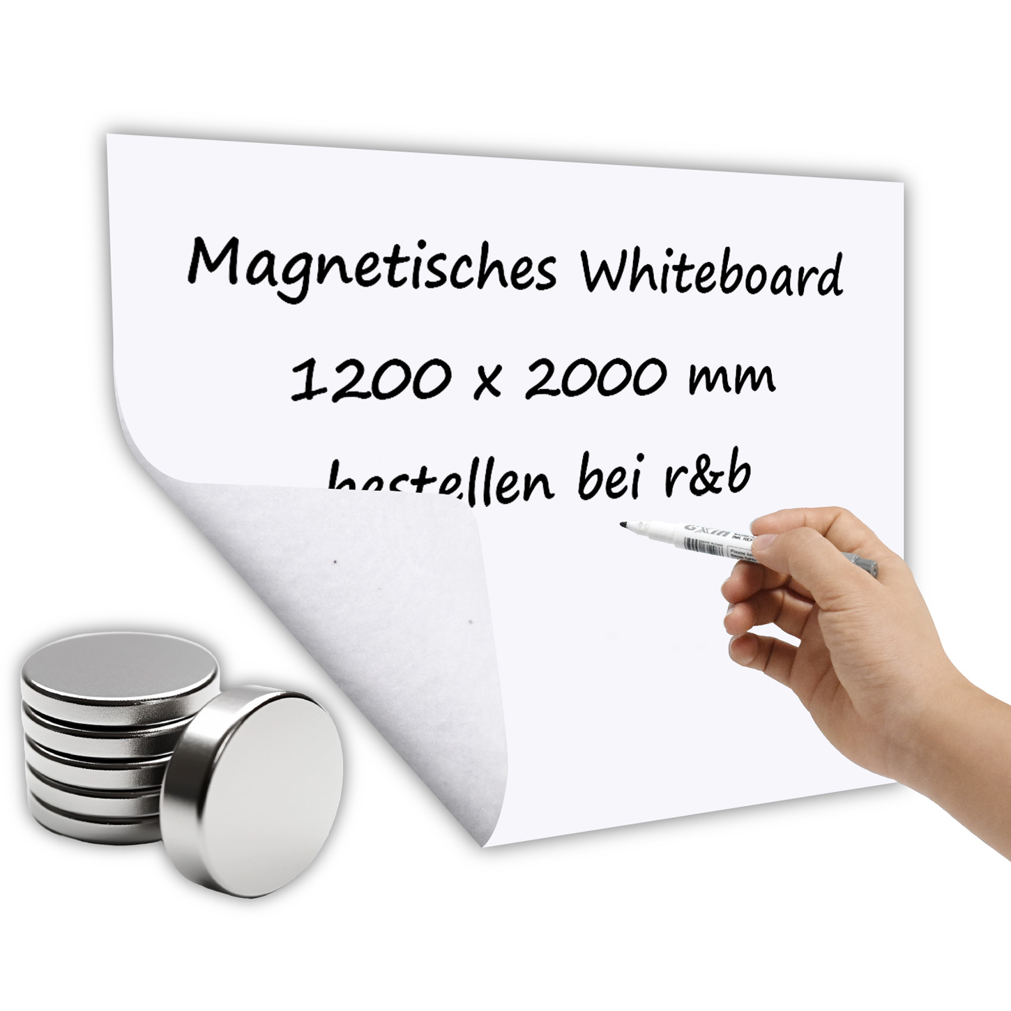 Universelles magnetisches Whiteboard, nicht permanent selbstklebend, 1,2 mm Dicke, 1200 x 2000 mm (1 Stück)