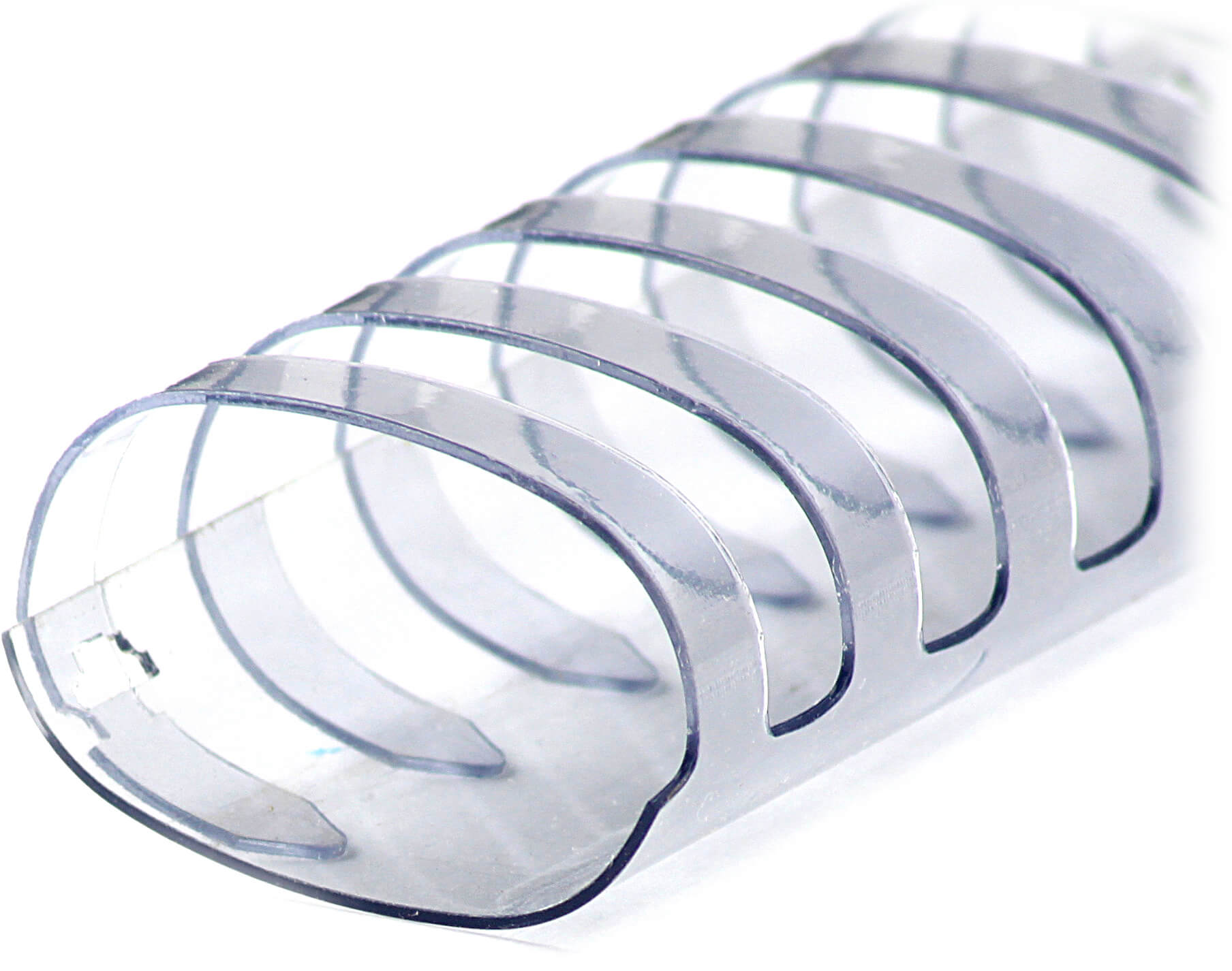 A4 Plastikbinderücken 21 Ringe, Ø 38mm oval, transparent | Bestnr. BRP380O-TR