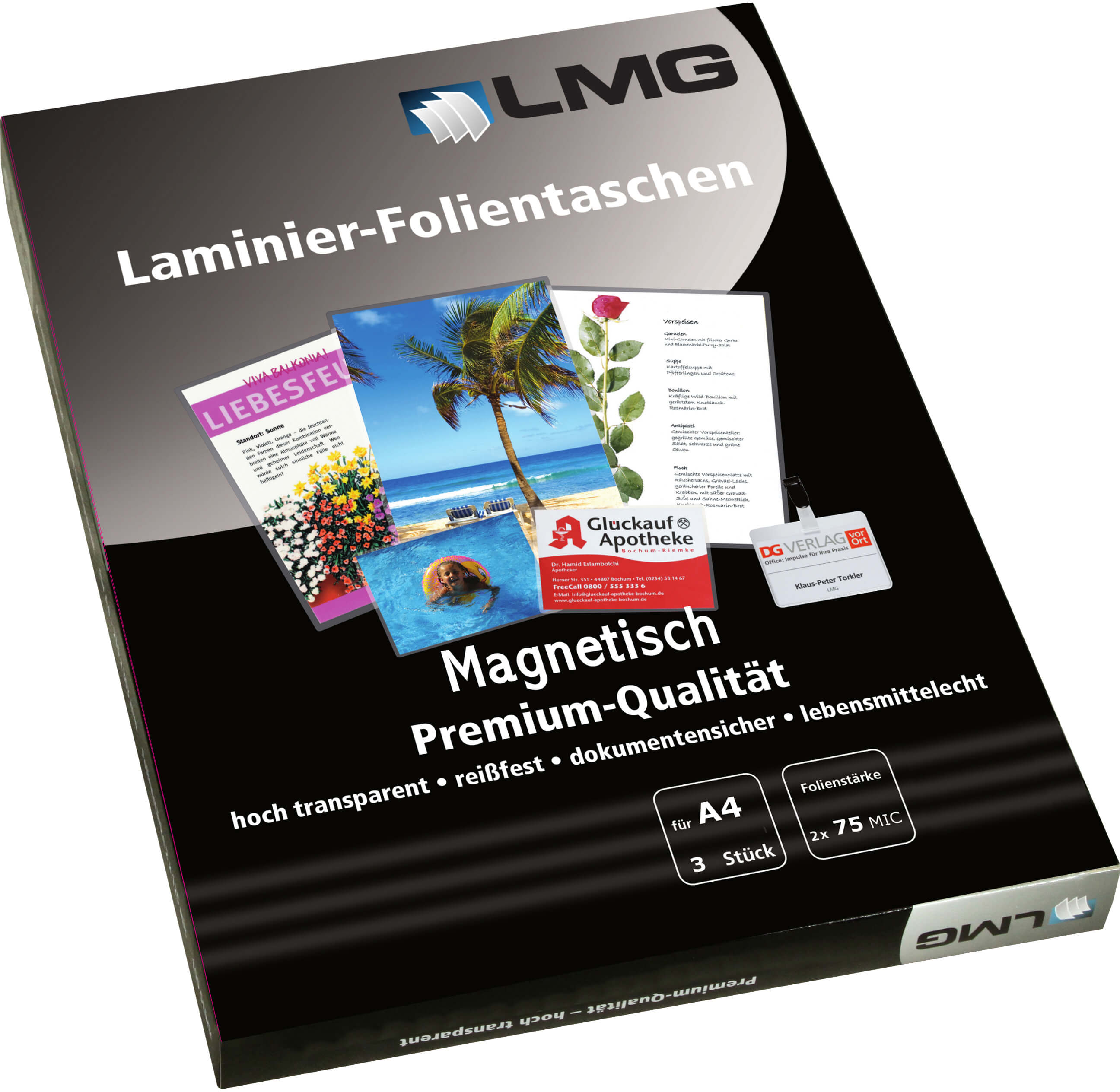 Laminierfolien A4, 216 x 303 mm, 75 mic, Magnetic Pouches | Bestnr. LMGA4-75-MP