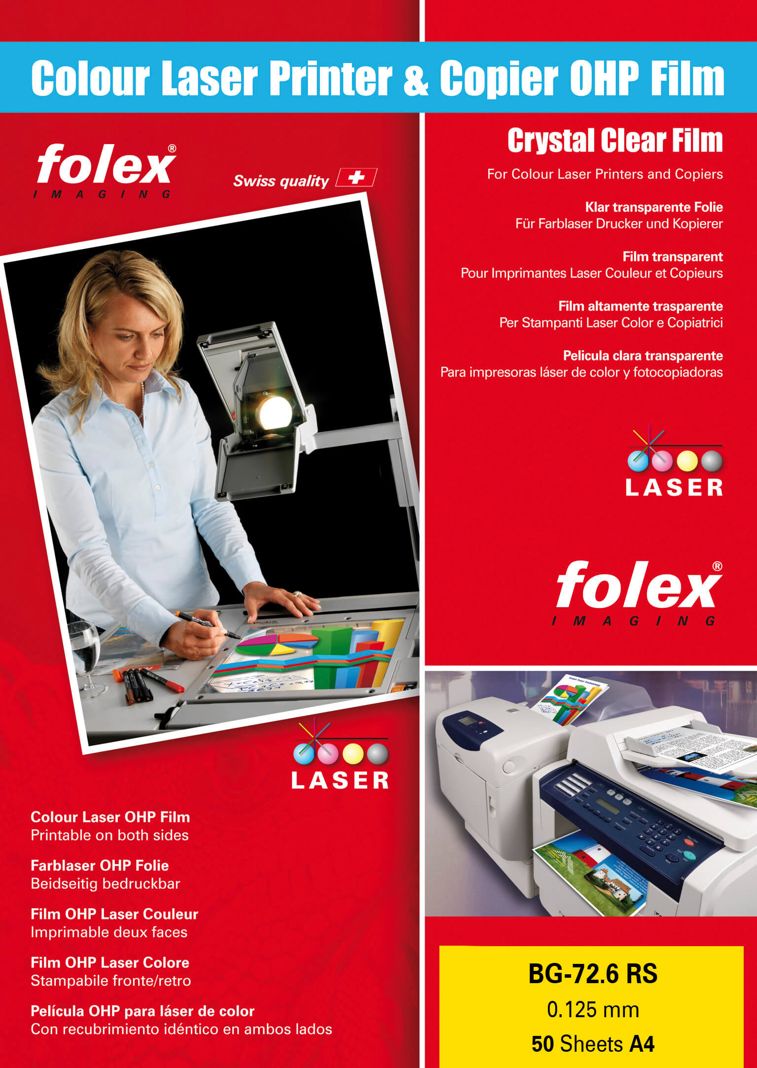 Overheadfolien für Kopierer, Tinten und Laserdrucker | Bestnr. FOLEX-BG-72.6-RS