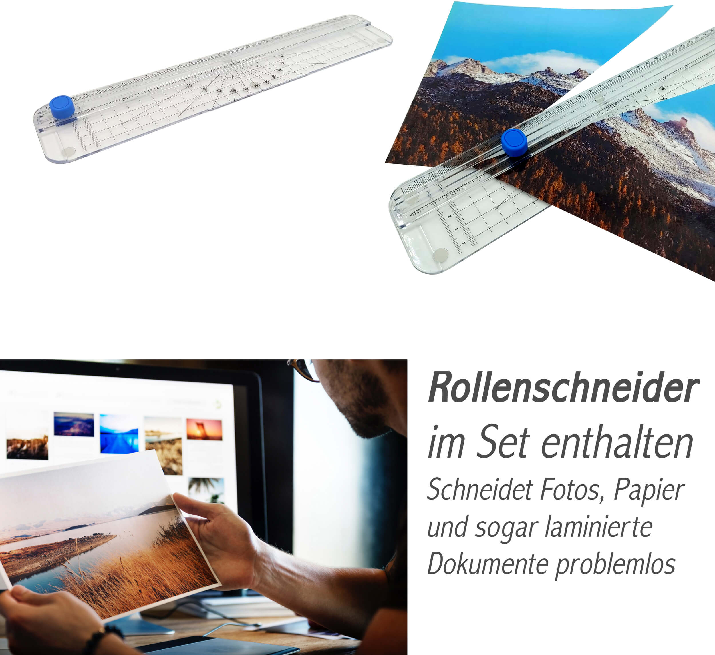 Laminiergerät bis A3-4 IN 1 SET - Kurze Aufwärmzeit, Automatischer Laminator für Heiß- und Kaltlamination, 125mic (1 Stück)