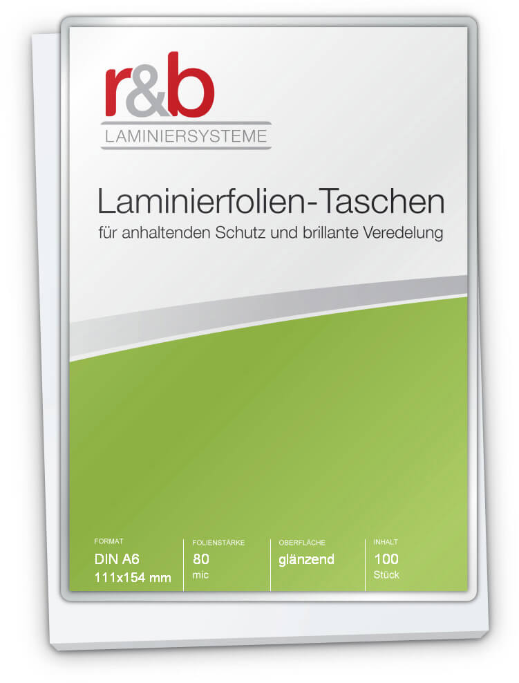 Laminierfolien A6 (111 x 154 mm), 2 x 80 mic, glänzend | Bestnr. FT-A6-80