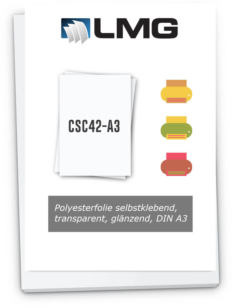 Polyesterfolie selbstklebend, transparent, glänzend A3 | Bestnr. CSC42-A3