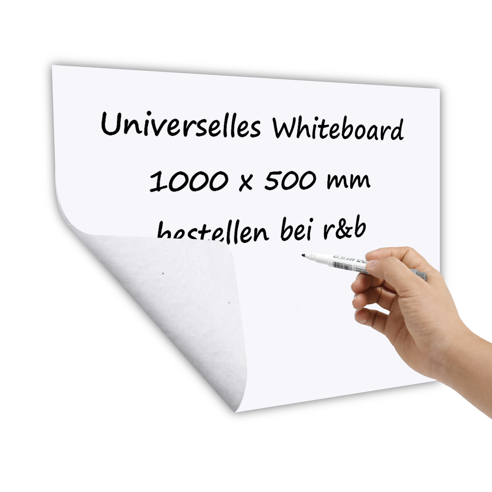 Universelles Whiteboard, nicht permanent selbstklebend, 1,2 mm Dicke, 1000 x 500 mm (1 Stück)