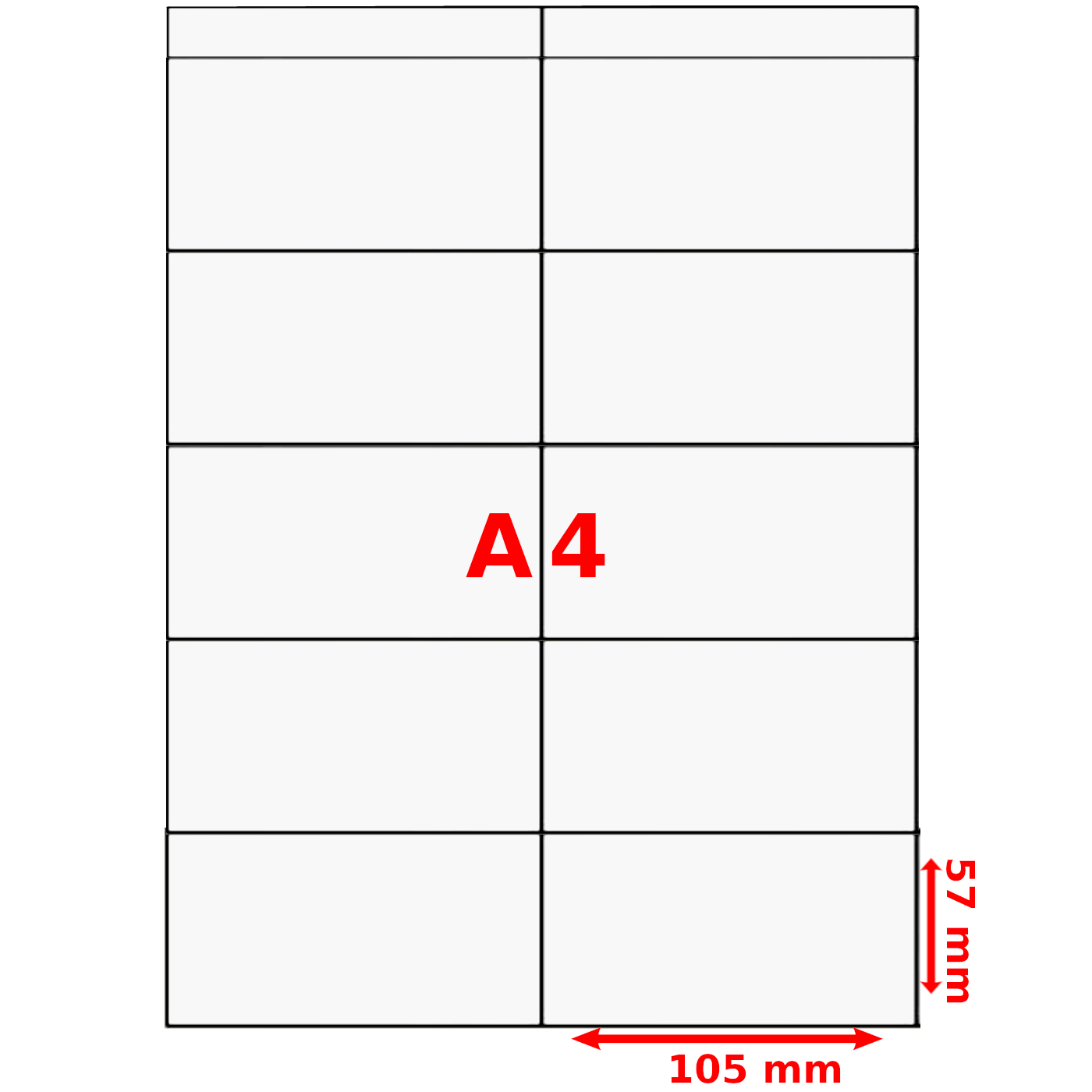 Folie, 190mic, DIN A4 opak weiß für Kopier und Laserdrucker auf 57 x 105 (10x) perforiert (100 Stück)