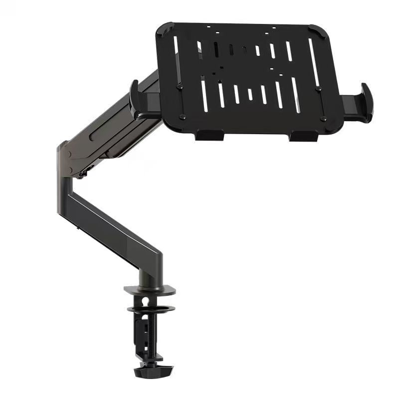 Monitorhalterung mit Laptophalterung, max. 10 kg, Monitore bis 32 Zoll und Laptops bis 17 Zoll schwarz Aluminium (1 Stück)