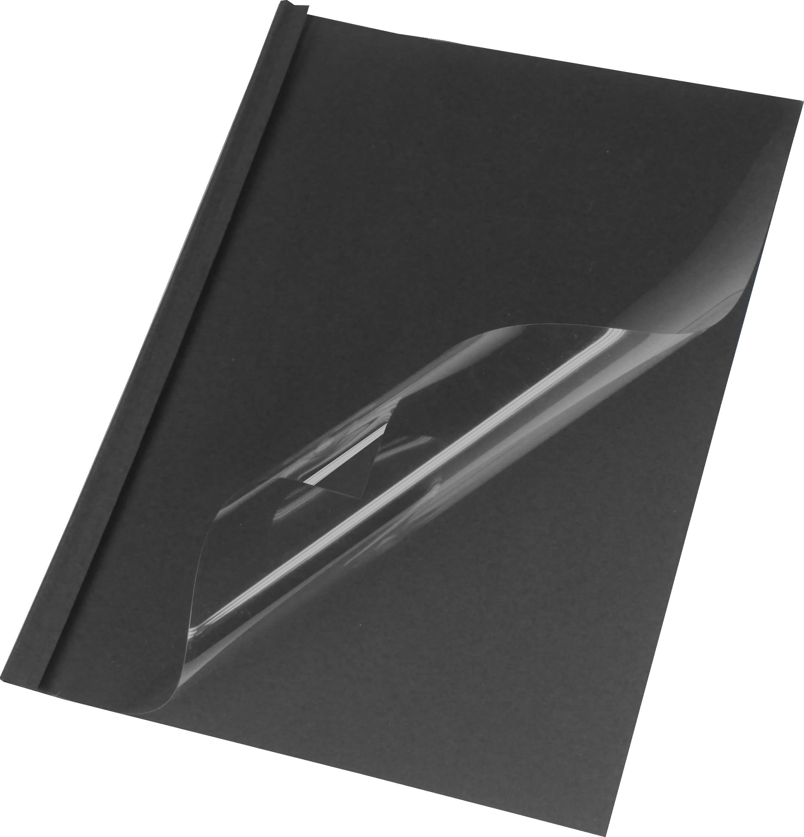 Klarsicht-Thermobindemappen A4 Lederstruktur schwarz 2 mm | Bestnr. LMG-BMDLM-SW-R2