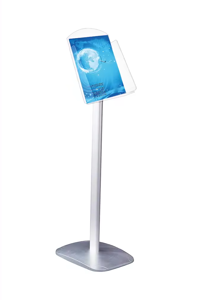 Infoständer DIN A4, aus Aluminium,, Höhe 100 cm, mit Standfuß (1 Set)