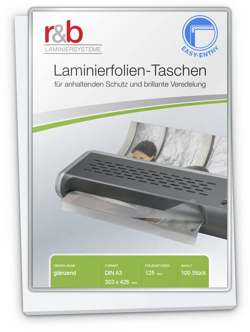 Laminierfolien Easy Entry A3, 303x426mm, 125mic, glänzend | Bestnr. FTE-A3-125