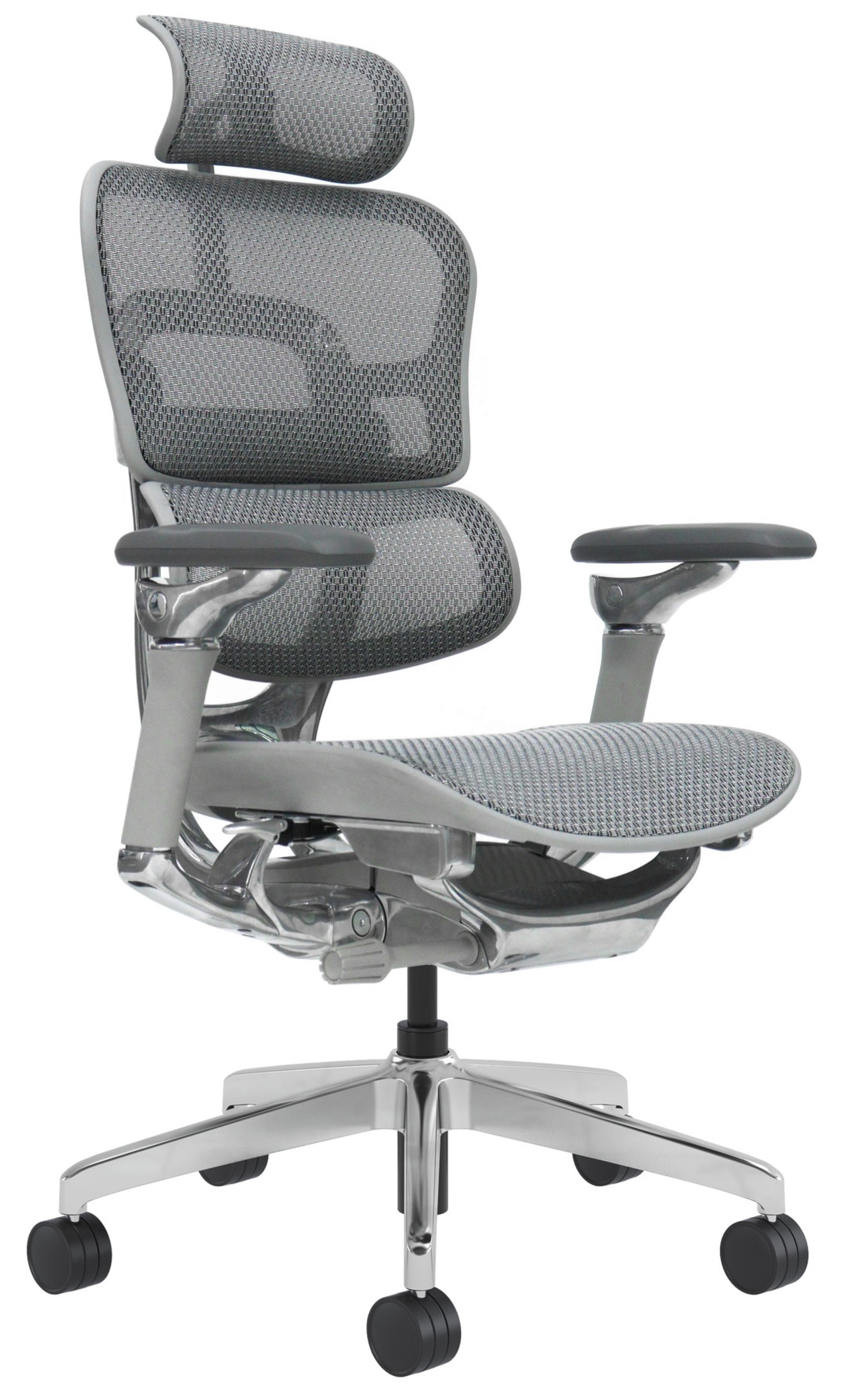 Ergonomischer Bürostuhl mit Kopfstütze und Lendenwirbelstütze Business Chair, grau (1 Stück)