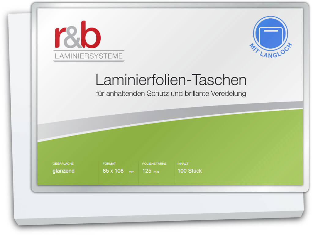 Laminierfolien Gepäckanhänger 65x108mm 125mic mit Langloch | Bestnr. FT-65X108-125SL