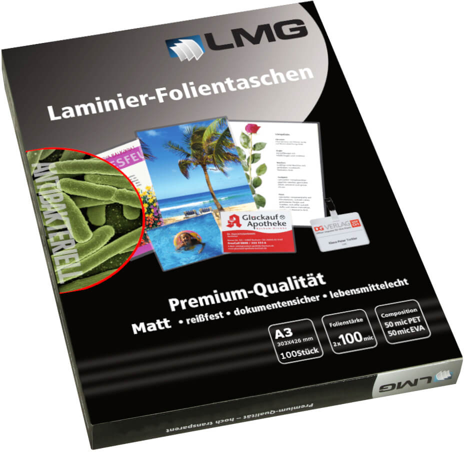 Laminierfolien A3 (303 x 426 mm), 100mic antibakteriell | Bestnr. AB-A3-100M