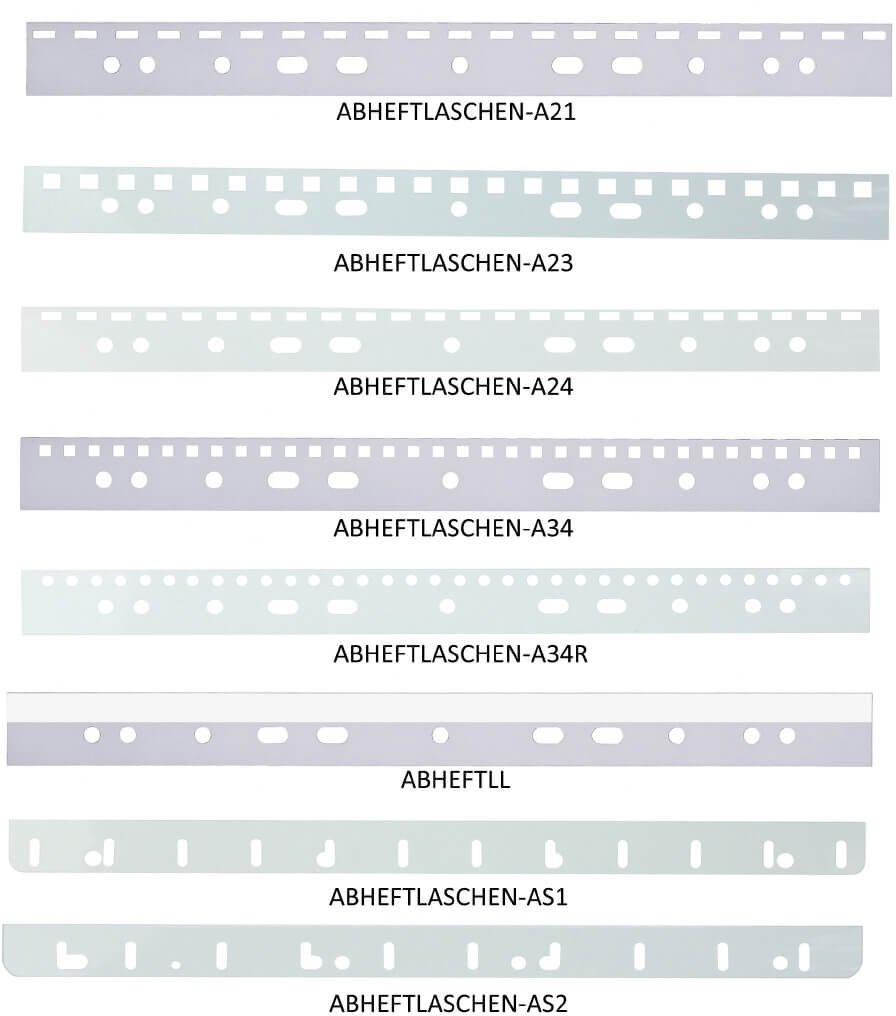 Abheftstreifen DIN A5 aus transparentem PVC 300 mic mit 2 fach-Lochung Draht 3:1 (100 Stück)