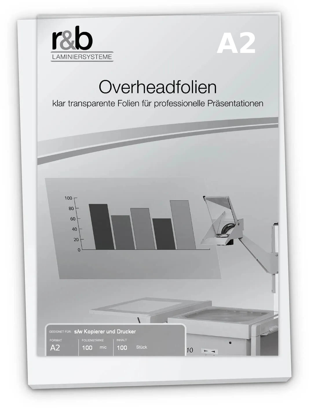 Overheadfolie s/w Kopierer und Drucker DIN A2, 100mic (100 Stück)