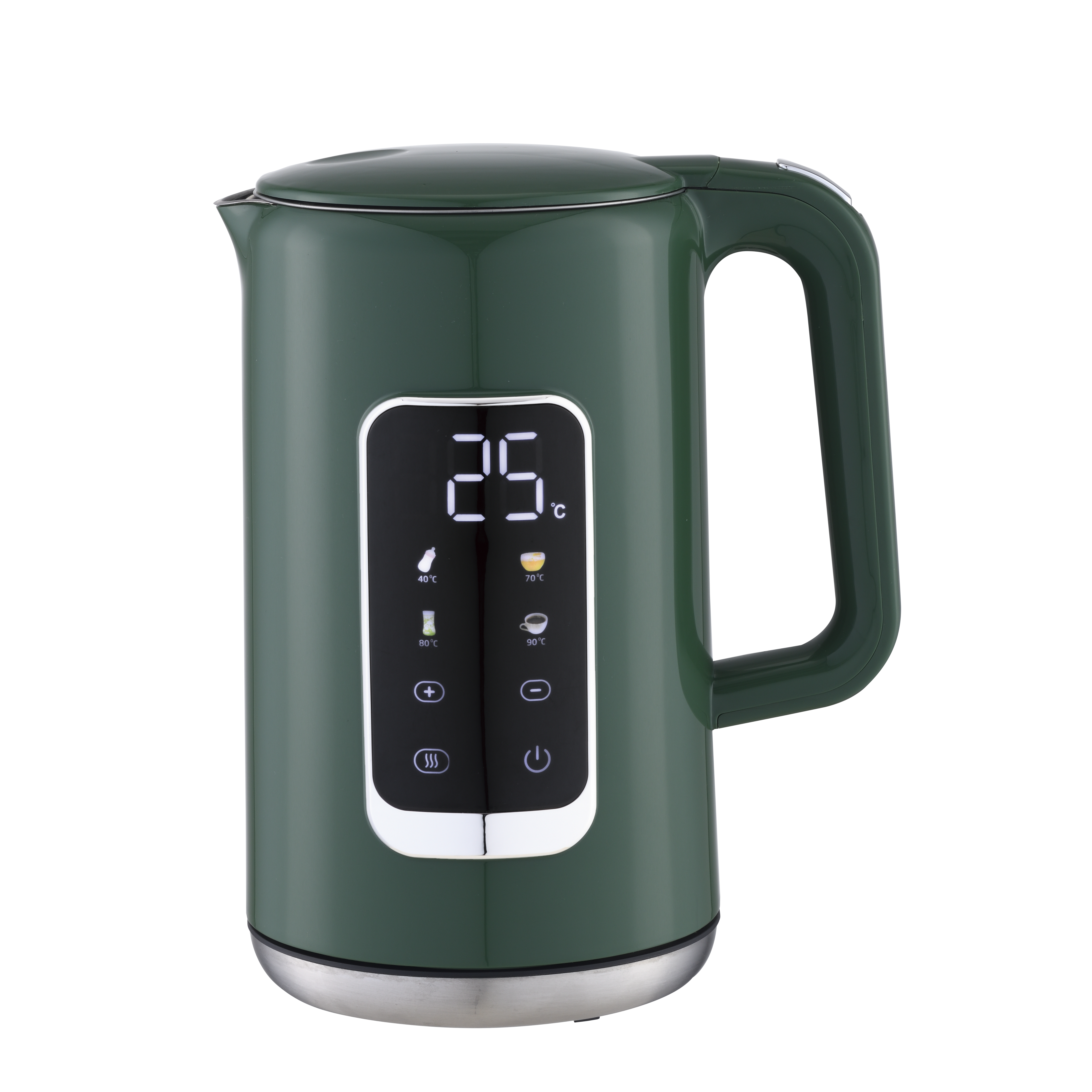 Wasserkocher 2200 Watt 40–100 °C Digitalbildschirm Warmhaltefunktion grün (1 Stück)