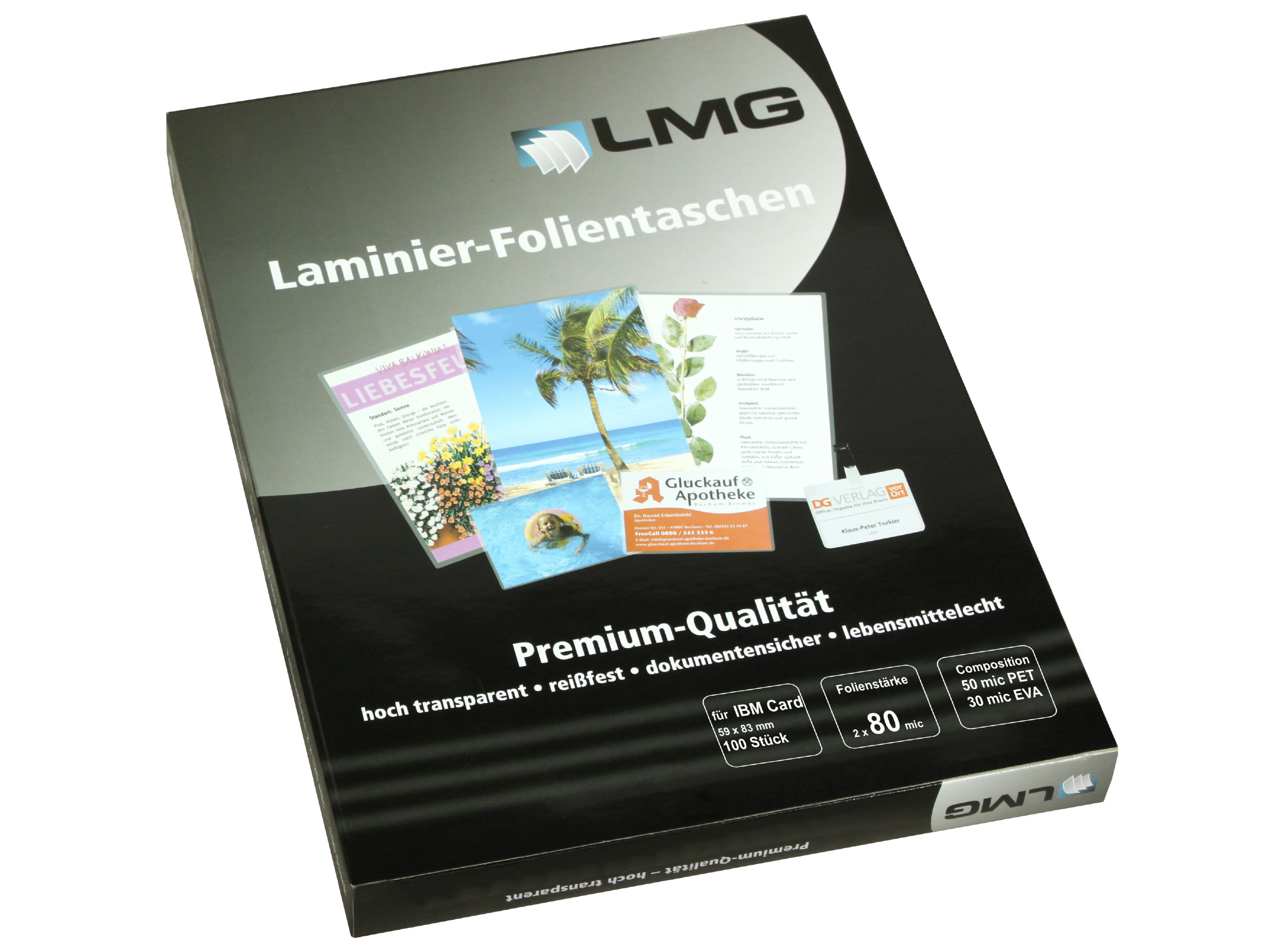 Premium Laminierfolien IBM Card (59 x 83 mm), 2 x 80 mic, glänzend (100 Stück)