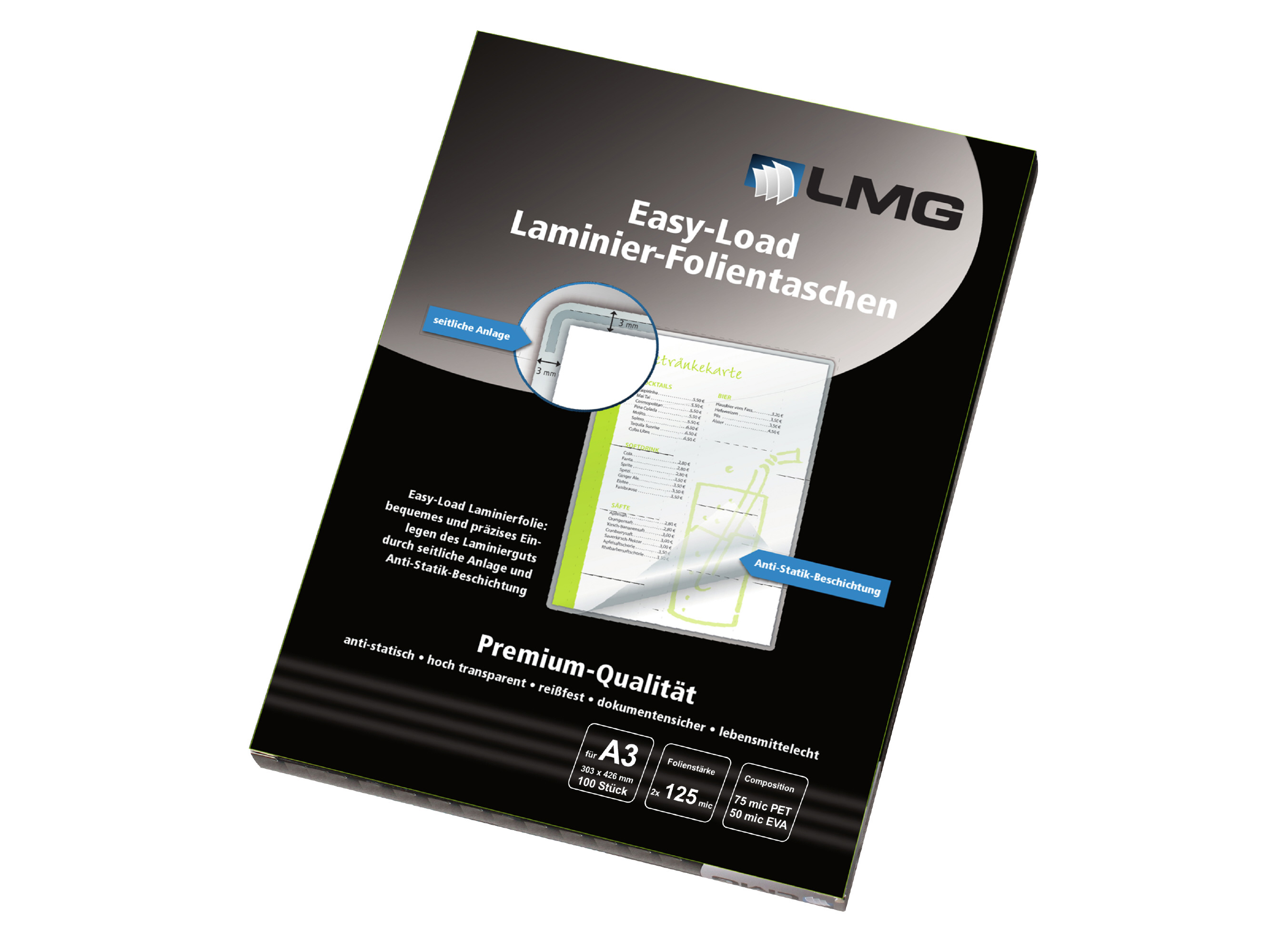 Laminierfolien Easy Load A3 (303 x 426 mm), 2 x 125 mic, glänzend (100 Stück)