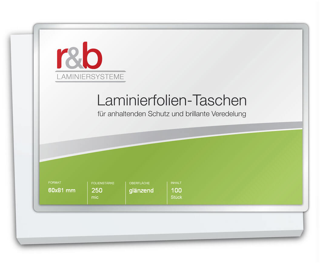 Glänzende Laminierfolie 250 mic (60 x 81 mm) super-günstig | Bestnr. FT-60X81-250