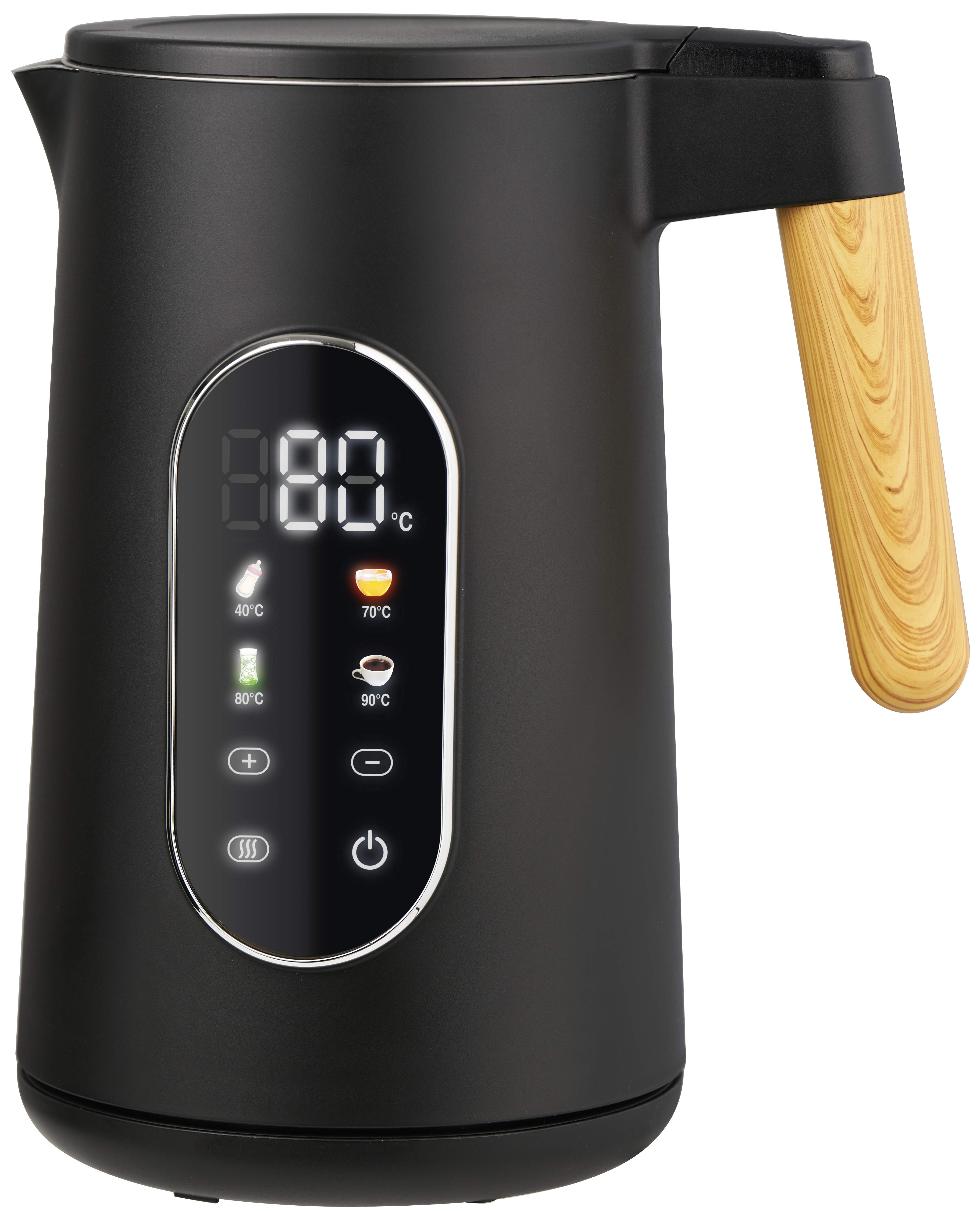 Wasserkocher 2200 Watt Kunststoff/Edelstahl Warmhaltefunktion 40–100°C schwarz (1 Stück)