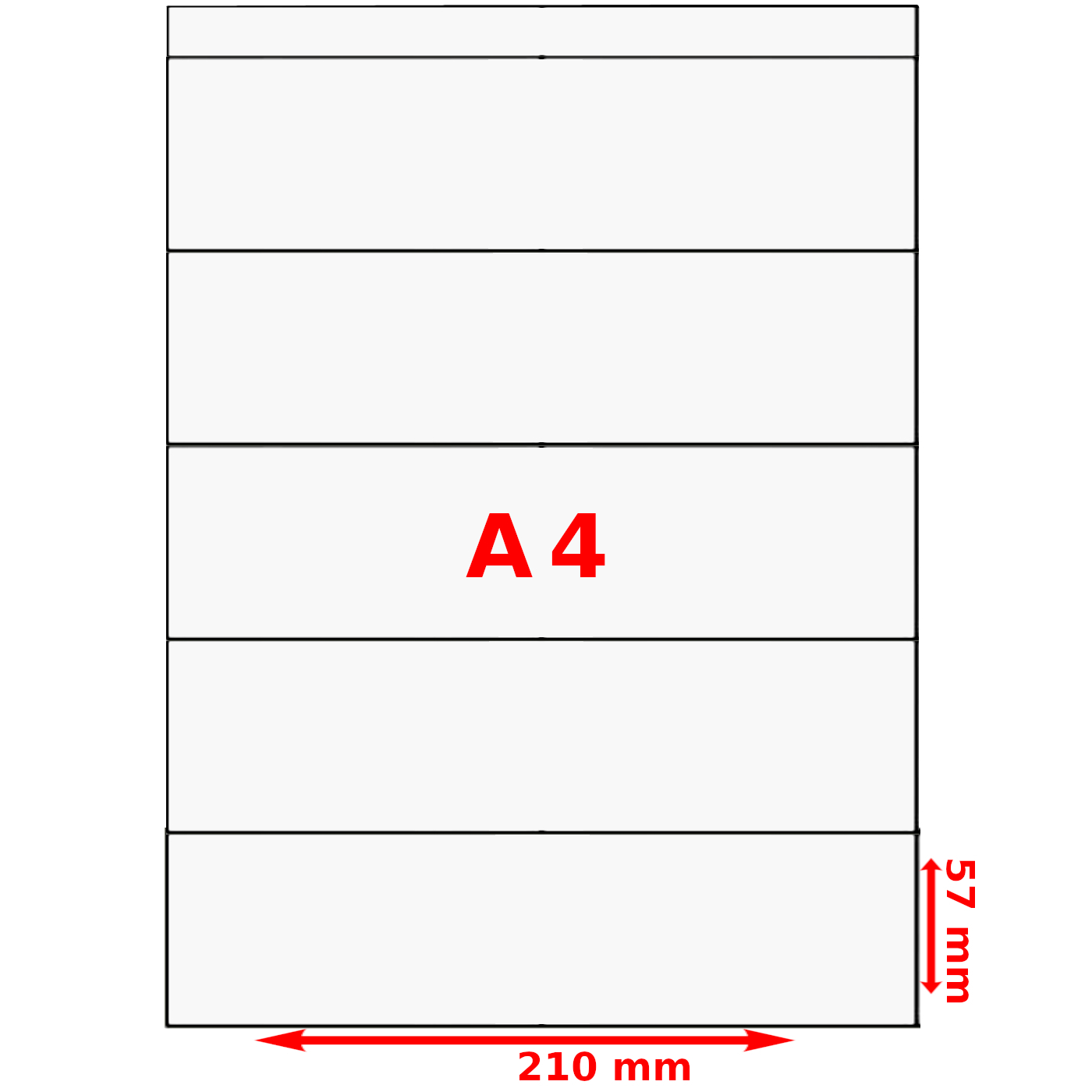 Folie, 190mic, DIN A4 opak weiß für Korier und Laserdrucker auf 57 x 210 mm (5x) perforiert (100 Stück)