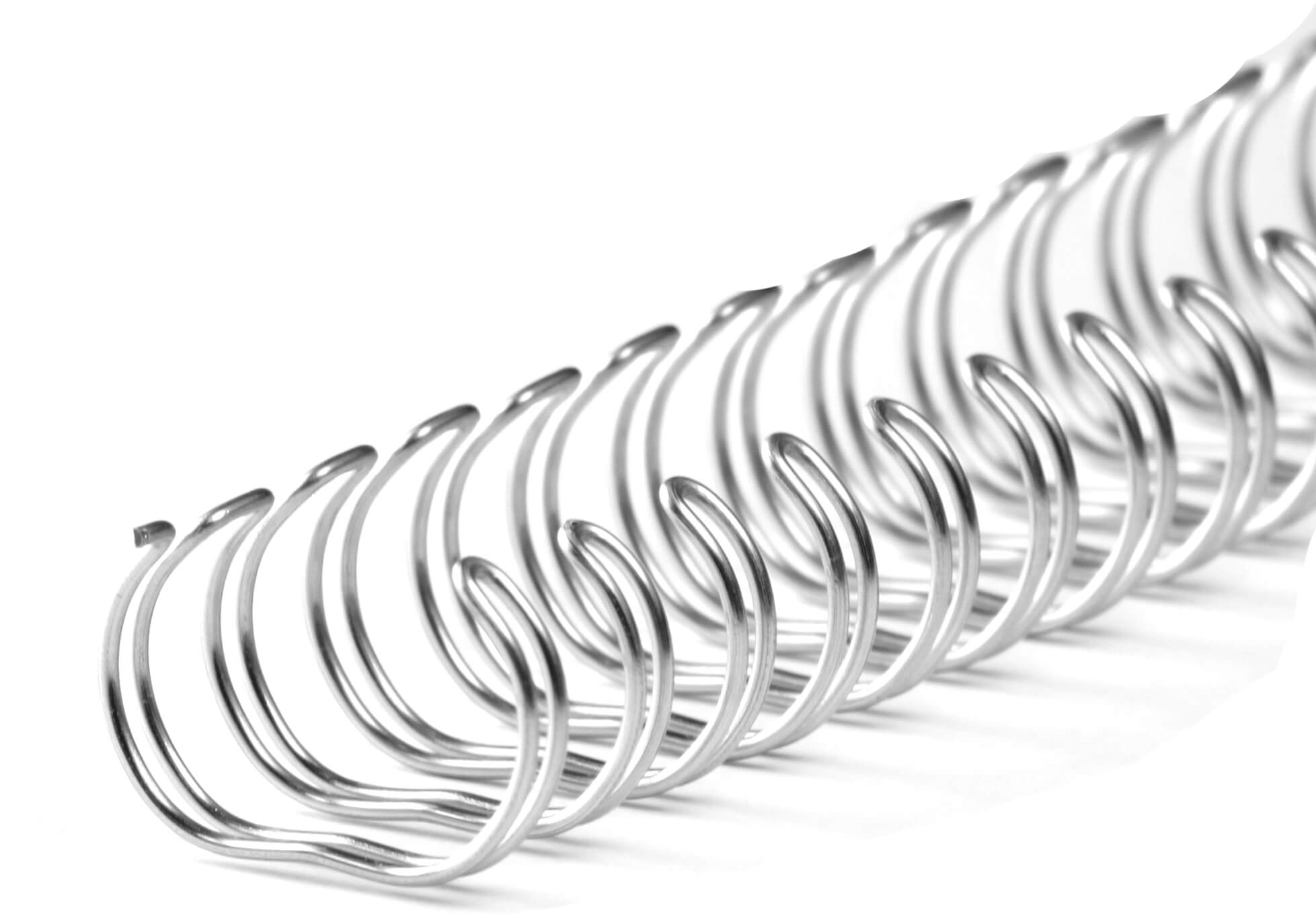 Drahtbinderücken DIN A4, 34 Ringe 9,5mm, 3:1, in silver | Bestnr. 34RM95WS-SV