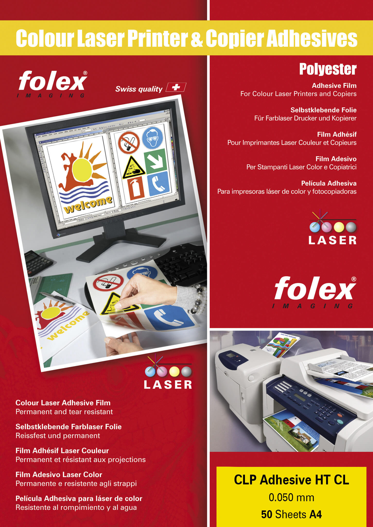 Selbstklebende Overheadfolie für Kopierer, Tinten + Laser | Bestnr. FOLEX-CLP-HT-CL