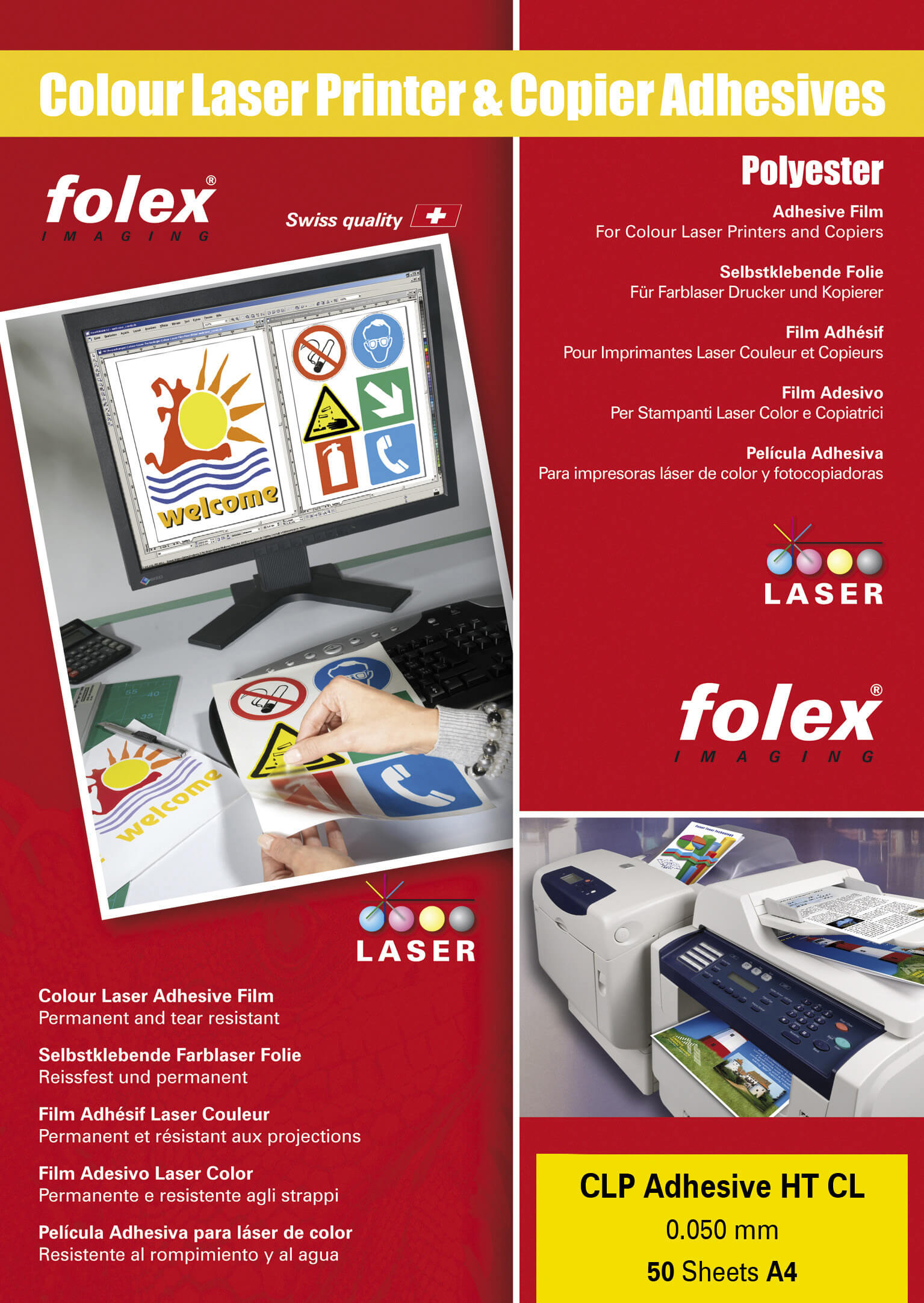 Selbstklebende Overheadfolie für Kopierer, Tinten + Laser | Bestnr. FOLEX-CLP-HT-CL